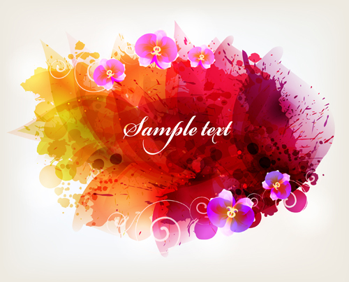 Splash watercolor with flower background vector watercolor flower background flower background vector background   