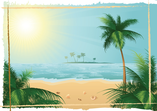 Charming sun beach design vector background 02 Vector Background sun Charming beach   