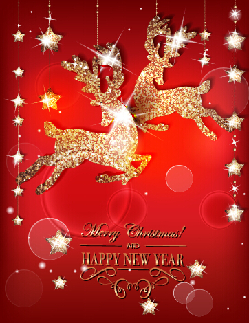 Reindeer golden xmas ornament vector background xmas reindeer ornament golden background   