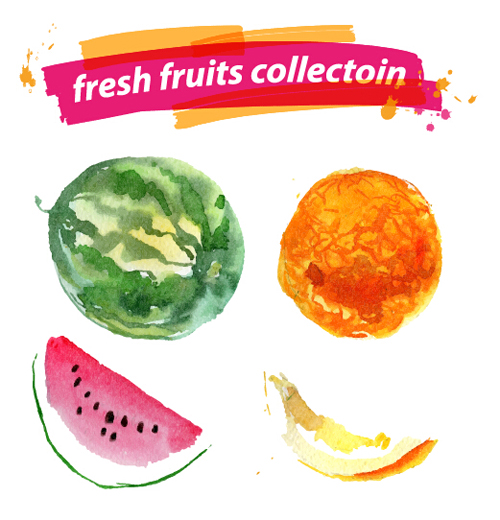 Watercolor fresh fruits set 08 vector watercolor fruits fresh   