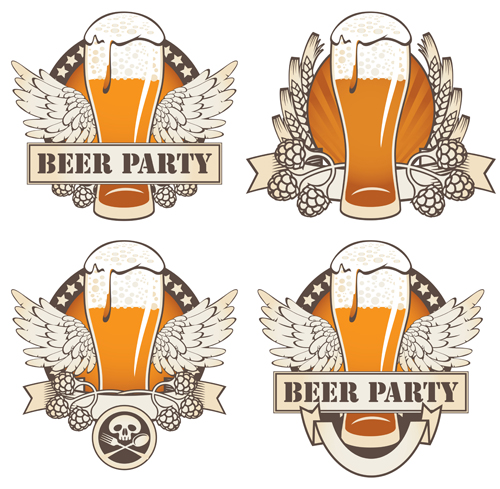 Retro Beer party Mark design vector 04 Retro font party mark beer   