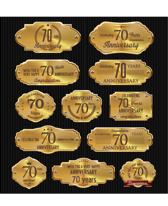 Luxury anniversary golden laurel labels vector 05 luxury labels golden anniversary   