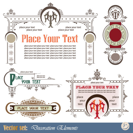 Decoration frames with label elements vector label frames frame elements element decor   