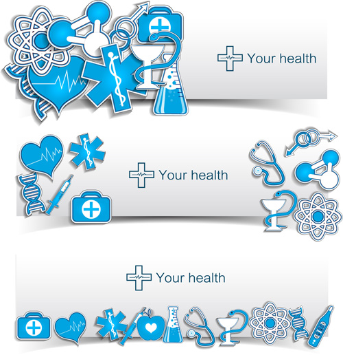 Medical elements vector banner 04 medical elements element banner   