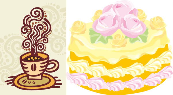 Coffee and cake Vector drinks food cakes cake abstract   