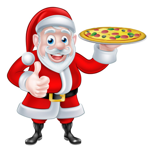 Christmas pizza with santa chef vector santa christmas chef   