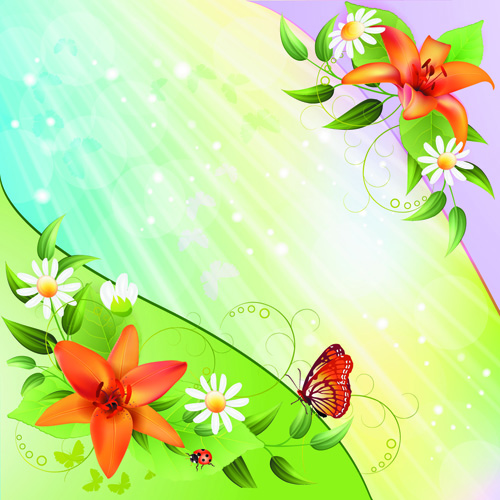 Vector of Color Spring flower Backgrounds 03 spring flower color   