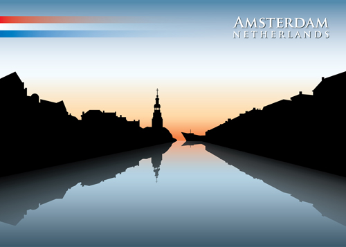 Waterfront city creative silhouette vector 01 waterfront silhouette creative city   