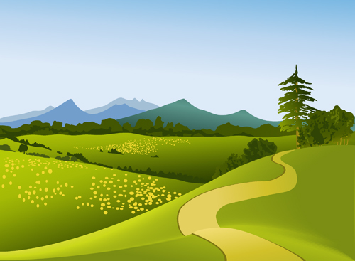 Beautiful fields landscapes vector set 22 landscape fields beautiful   