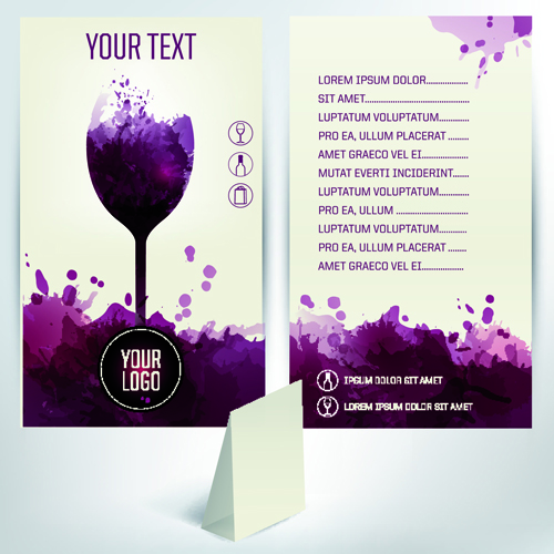 Watercolor wine menu design vector 02 wine watercolor menu   