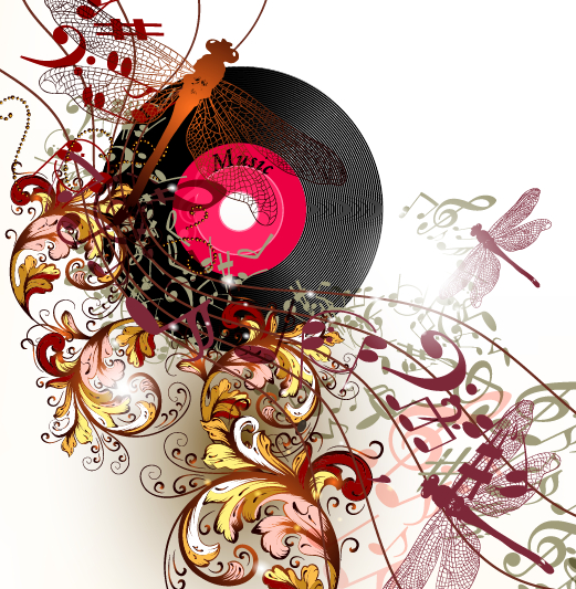 LP with music vector background 01 Vector Background music LP background   