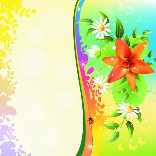 Vector of Color Spring flower Backgrounds 02 spring flower color   