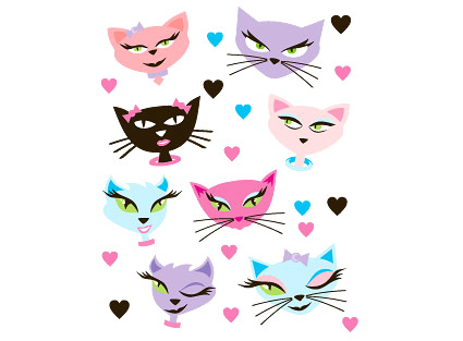 Cute Cartoon cat vector setting Lovely cat heart shaped   
