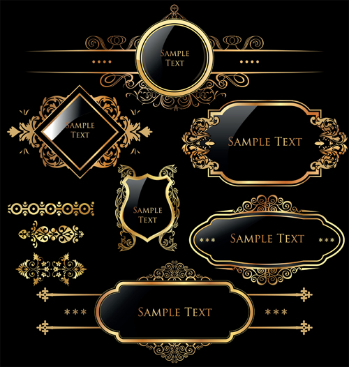 luxurious Golden frames and labels design vector 03 luxurious labels label golden gold frames frame   