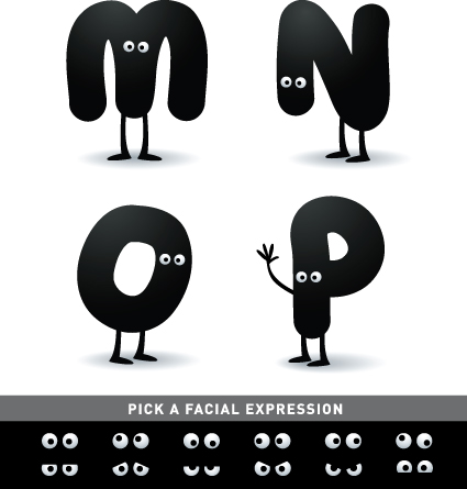 Funny Cartoon alphabet design vector material 04 material funny cartoon alphabet   