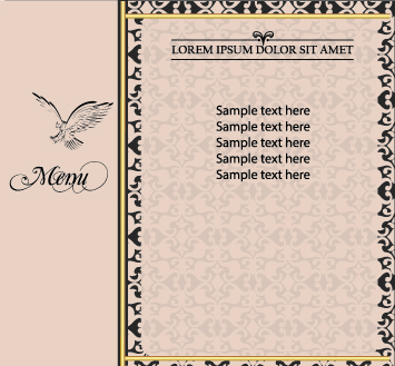 Golden frame menu cover design vector 04 menu golden frame cover   