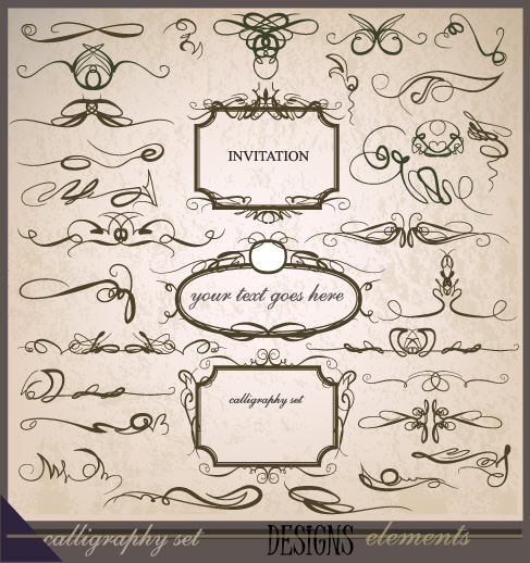 Elements of Calligraphic design vector 02 elements element calligraphic   