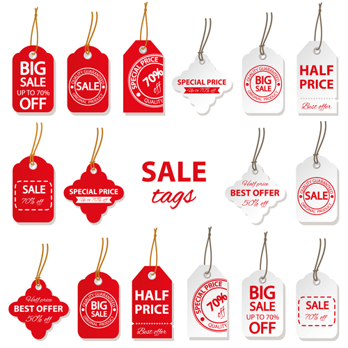 Creative red and white sales tags vectors 01 white tags sales tag sales red creative   