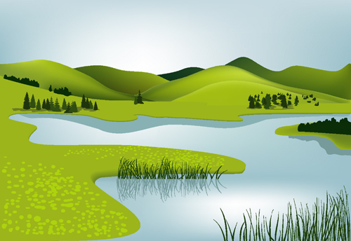 Beautiful fields landscapes vector set 10 landscape fields beautiful   