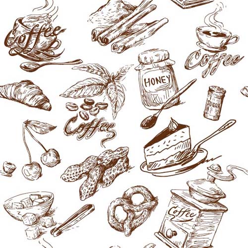 Hand drawn Illustrations Food elements vector 02 hand-draw hand drawn food elements element   