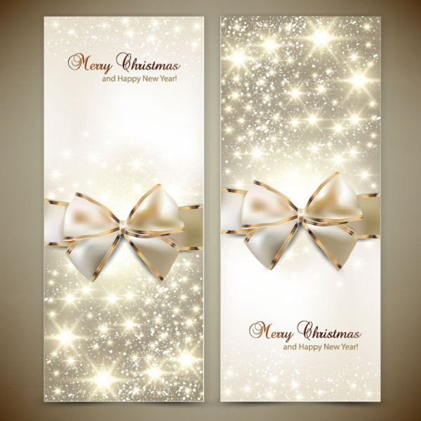 Ornate Christmas cards with Bow vector material 03 ornate material christmas cards card bow   