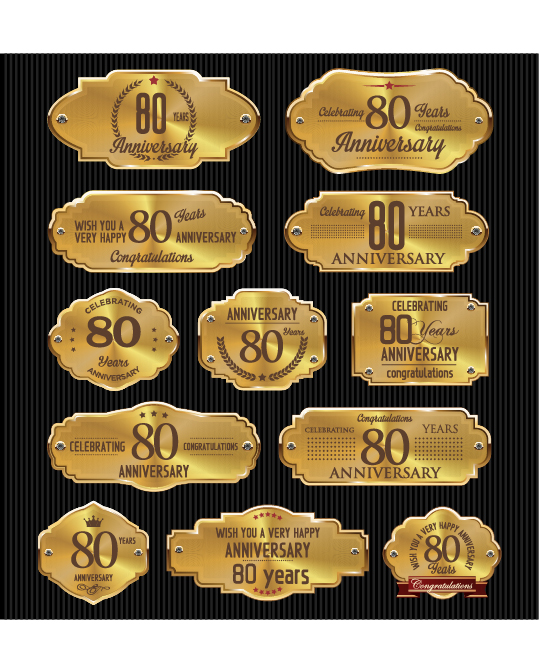 Luxury anniversary golden laurel labels vector 10 luxury labels golden anniversary   