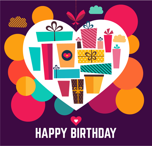 Birthday gift with heart background vector 01 heart birthday background   