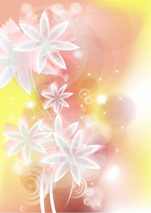 Points of light background with flowers vector set 02 Points light flowers flower   