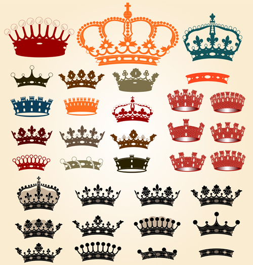 Different royal crown colored vectors royal different crown   