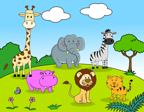 Set of Cartoon Animal Paradise vector 01 paradise cartoon animal cartoon Animal   