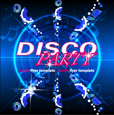 Music disco party flyer design vector material 01 party music flyer disco   