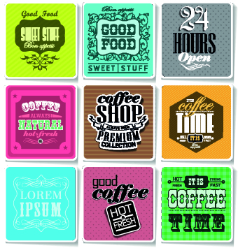 Retro food labels illustration vector 07 vector Retro font labels label illustration food label food   