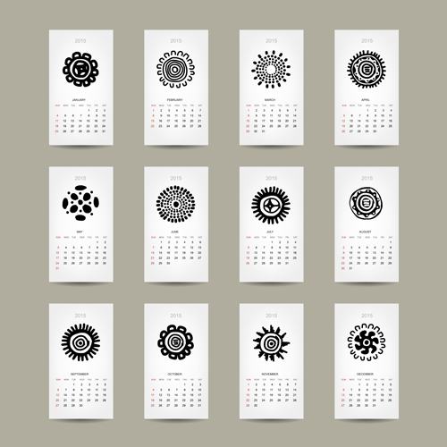 Simple 2015 calendar cards vector graphics 02 simple graphics cards calendar 2015   