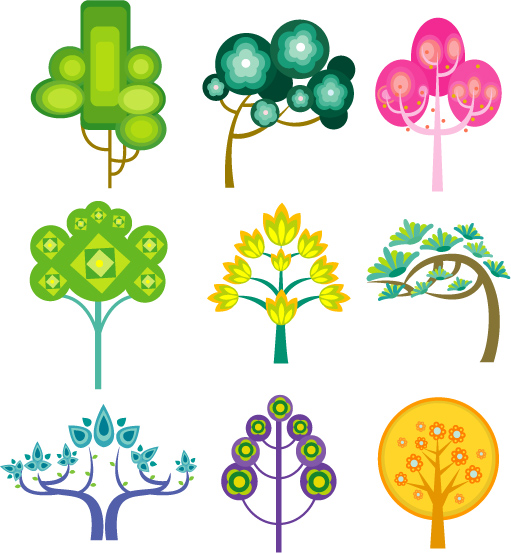 Cute cartoon trees Vector plant lovely cartoon   