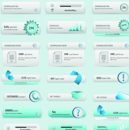 Creative Buttons and web menus elements vector 01 web menus elements element creative buttons button   
