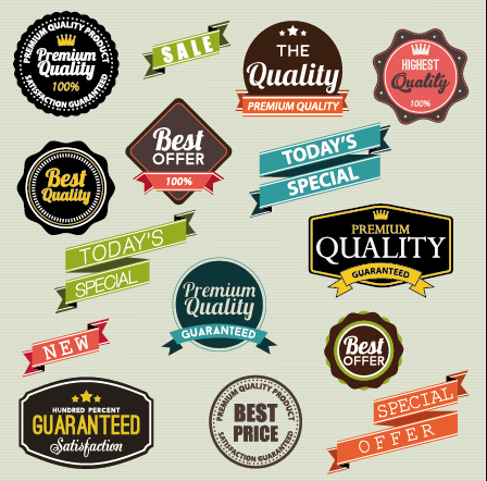 Vintage labels with stickers and ribbons vector graphics 01 vintage stickers sticker ribbons ribbon labels   