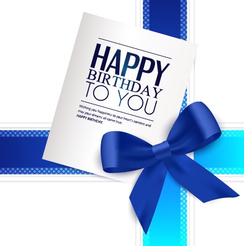 Happy Birthday greeting card with bow vector 01 happy birthday happy card   