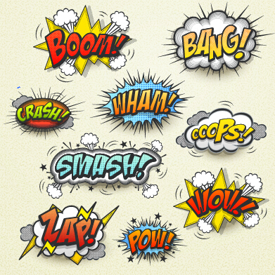 Speech bubbles cartoon explosion styles vector set 12 speech bubbles speech explosion cartoon bubbles   