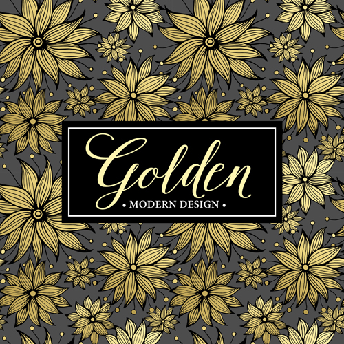 Floral seamless pattern with gold frame vectors 01 seamless pattern gold frame floral   