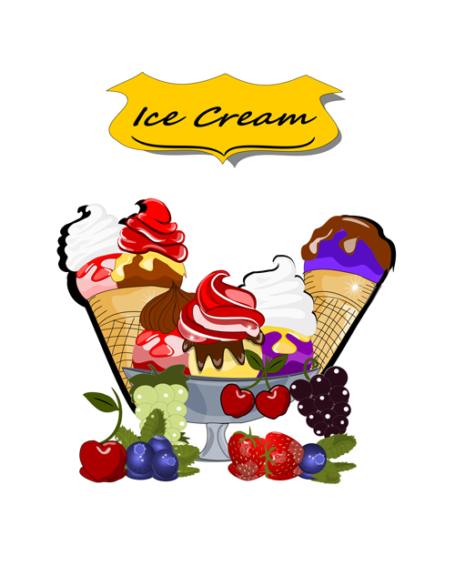 Exquisite ice cream hand drawing vector material 01 ice cream Hand drawing exquisite cream   