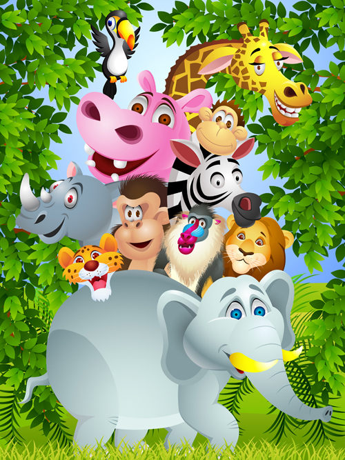 Set of Cartoon Animal Paradise vector 04 paradise cartoon animal cartoon Animal   