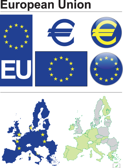 Set of European Union flag and symbol design vector graphics 05 Union symbol flag European   