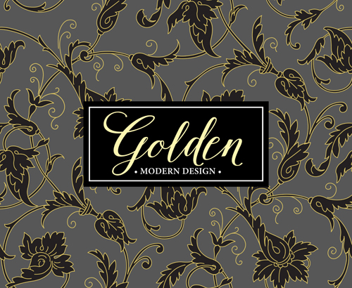 Floral seamless pattern with gold frame vectors 02 seamless pattern gold frame floral   