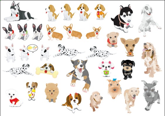 Various cute dog element vector 01 Various dog cute   