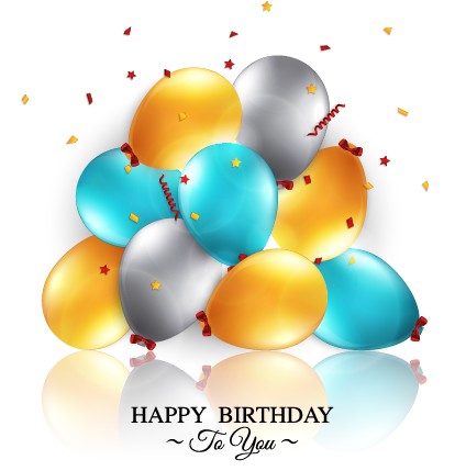 Shiny Balloon Happy Birthday design vector material 02 vector material Shiny Ball shiny material happy birthday   