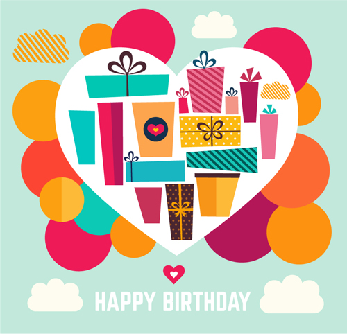 Birthday gift with heart background vector 02 heart gift birthday background   