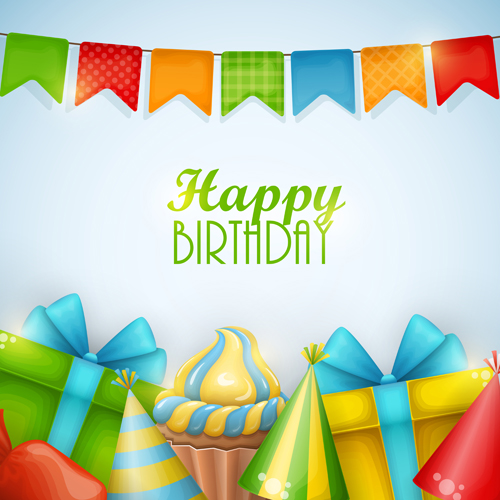 Gift with sweet birthday background vector sweet gift birthday background   