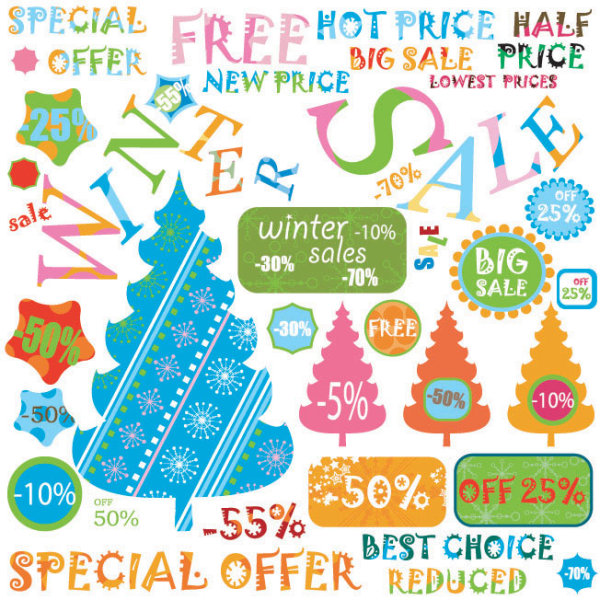 Christmas elements labels vector set 04 labels label elements element christmas   