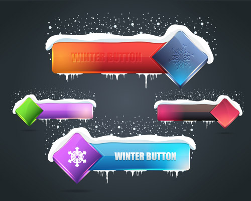 Winter styles buttons vector material winter buttons   