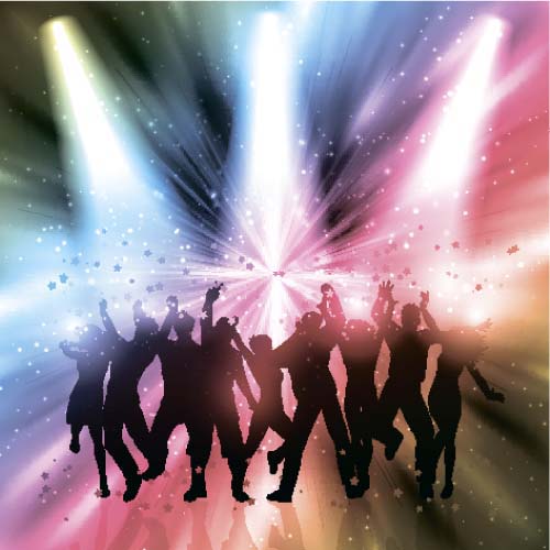 Music party backgrounds with people silhouettes vectors 01 silhouettes people party music background   